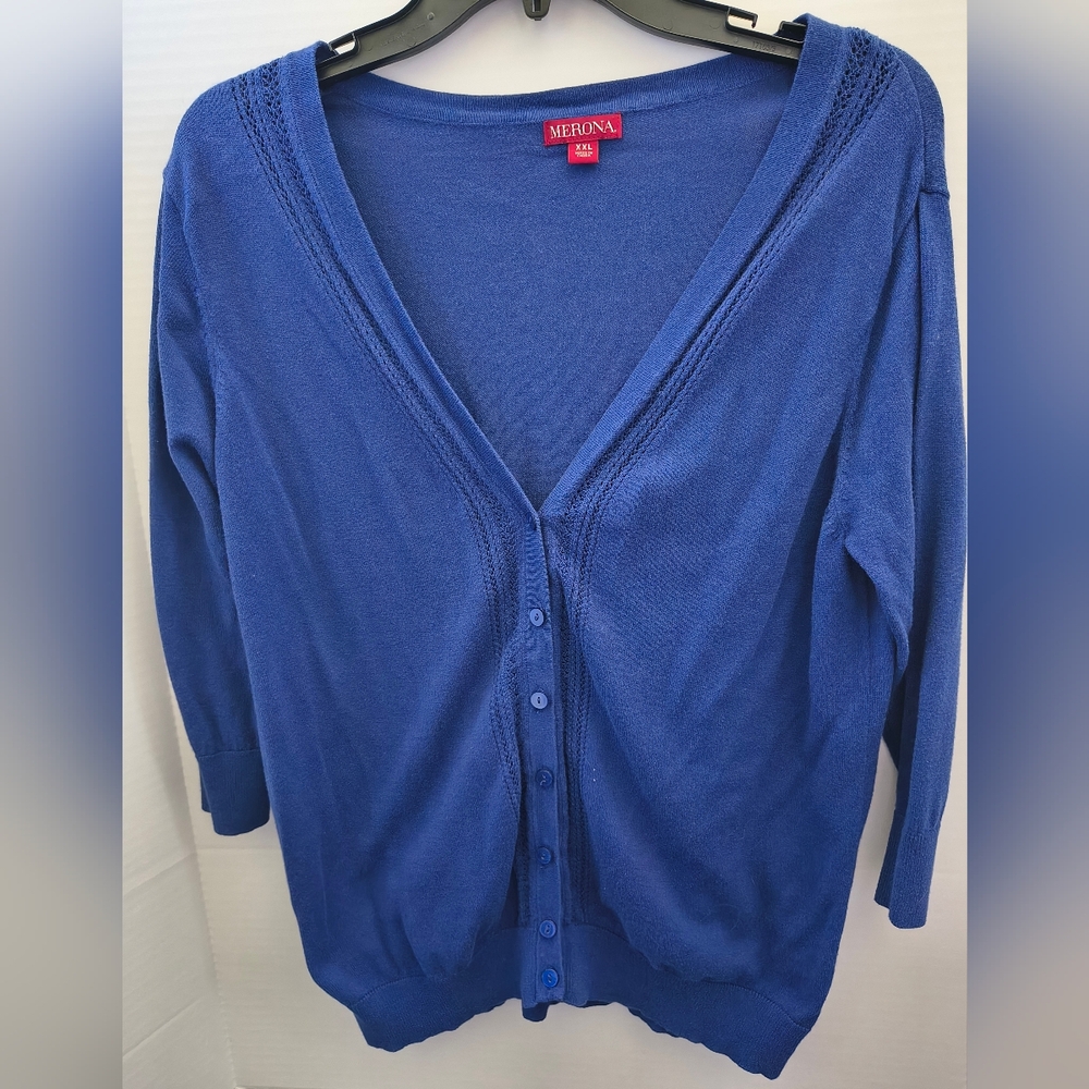 Merona Women's Royal Blue V-Neck Button Cardigan
